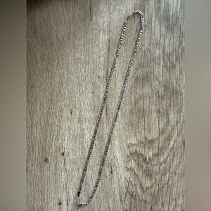 Stainless Steel & White Gold Plated Figaro Chain Necklace (2)